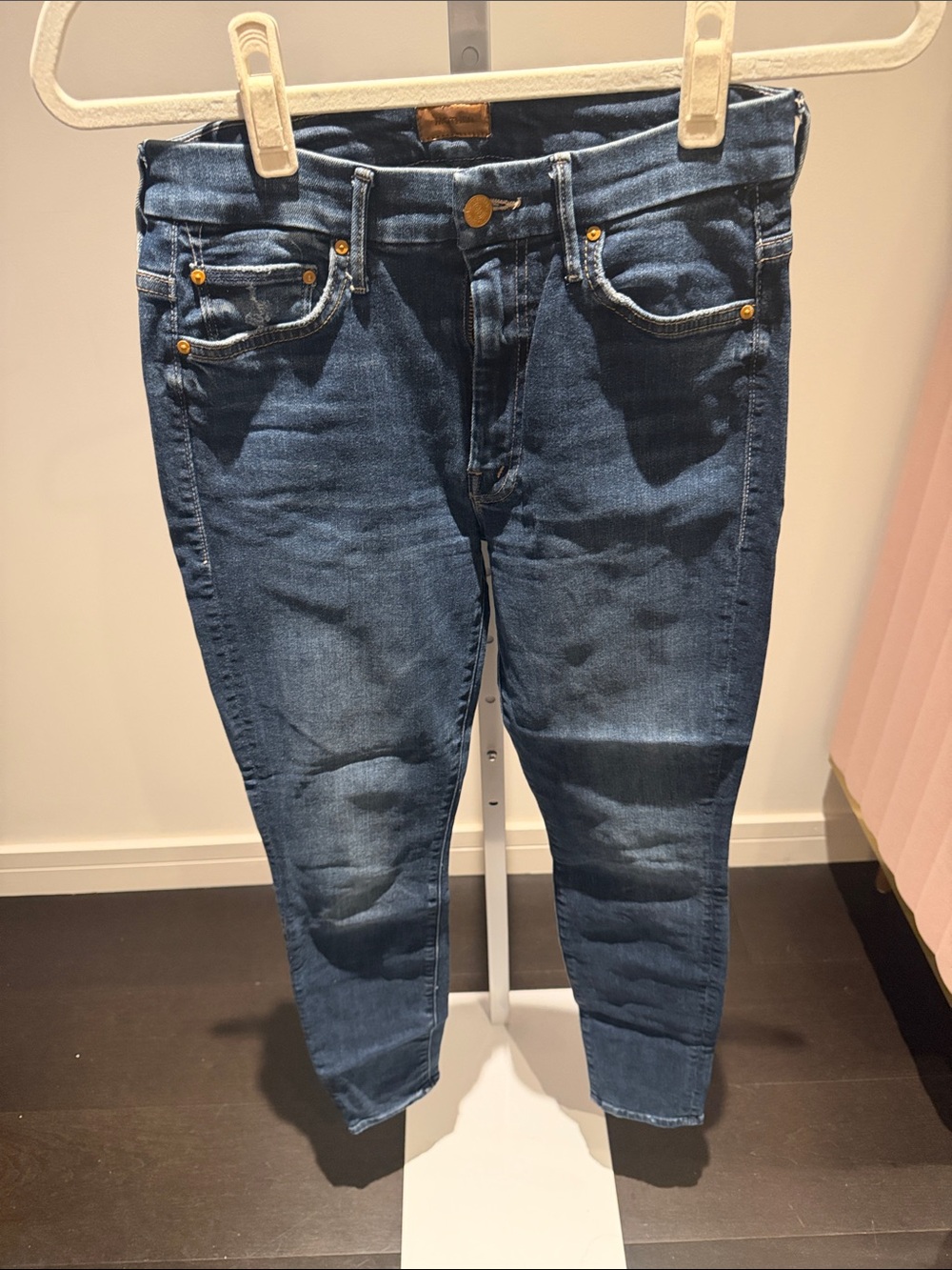 MOTHER high waisted looker Women’s Skinny Jeans in Dark Blue Denim